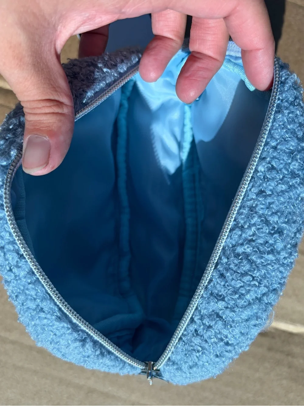 Blue Sherpa Makeup Bag